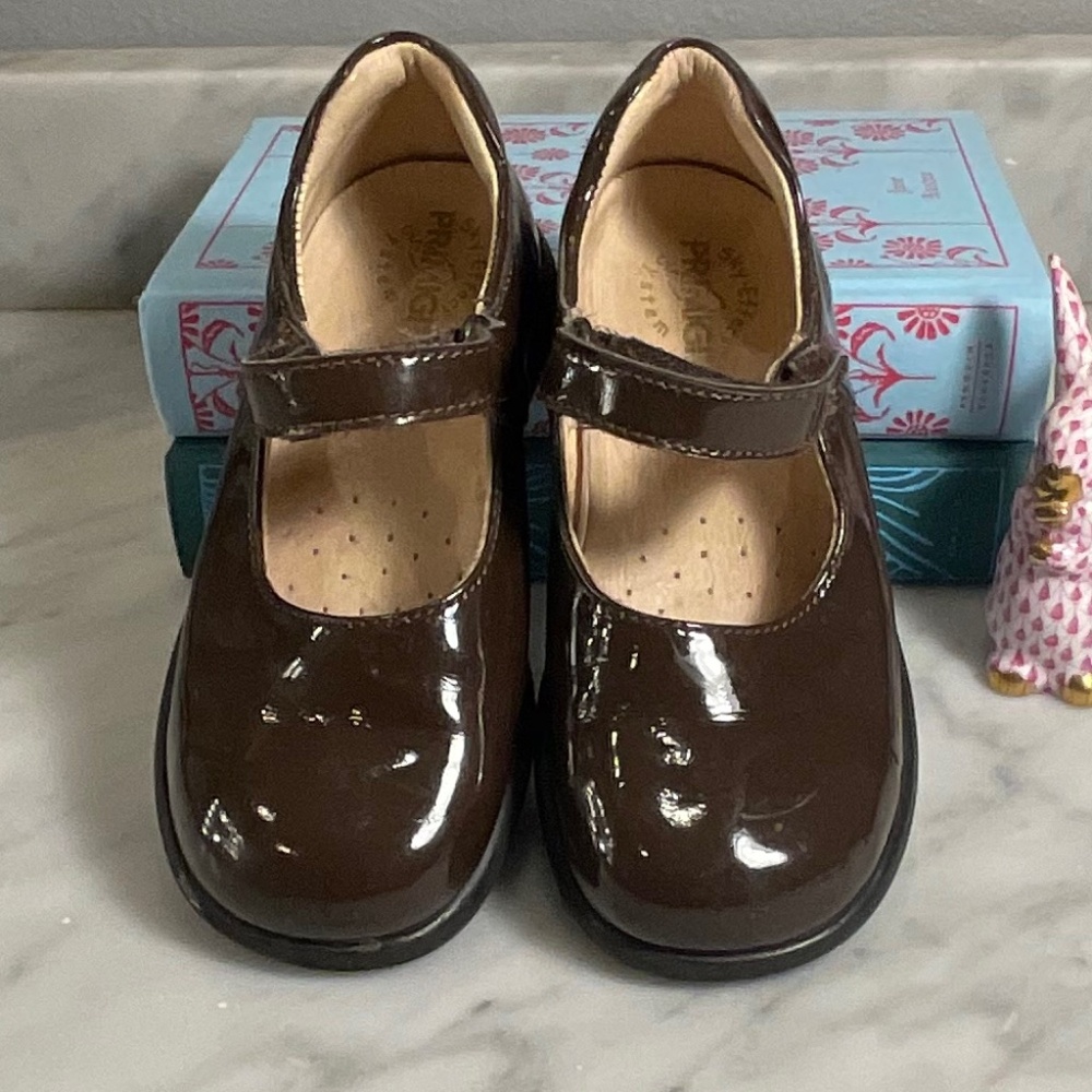 Primigi Chocolate Brown Patent Mary Jane Shoes Size 26 EU /US 9